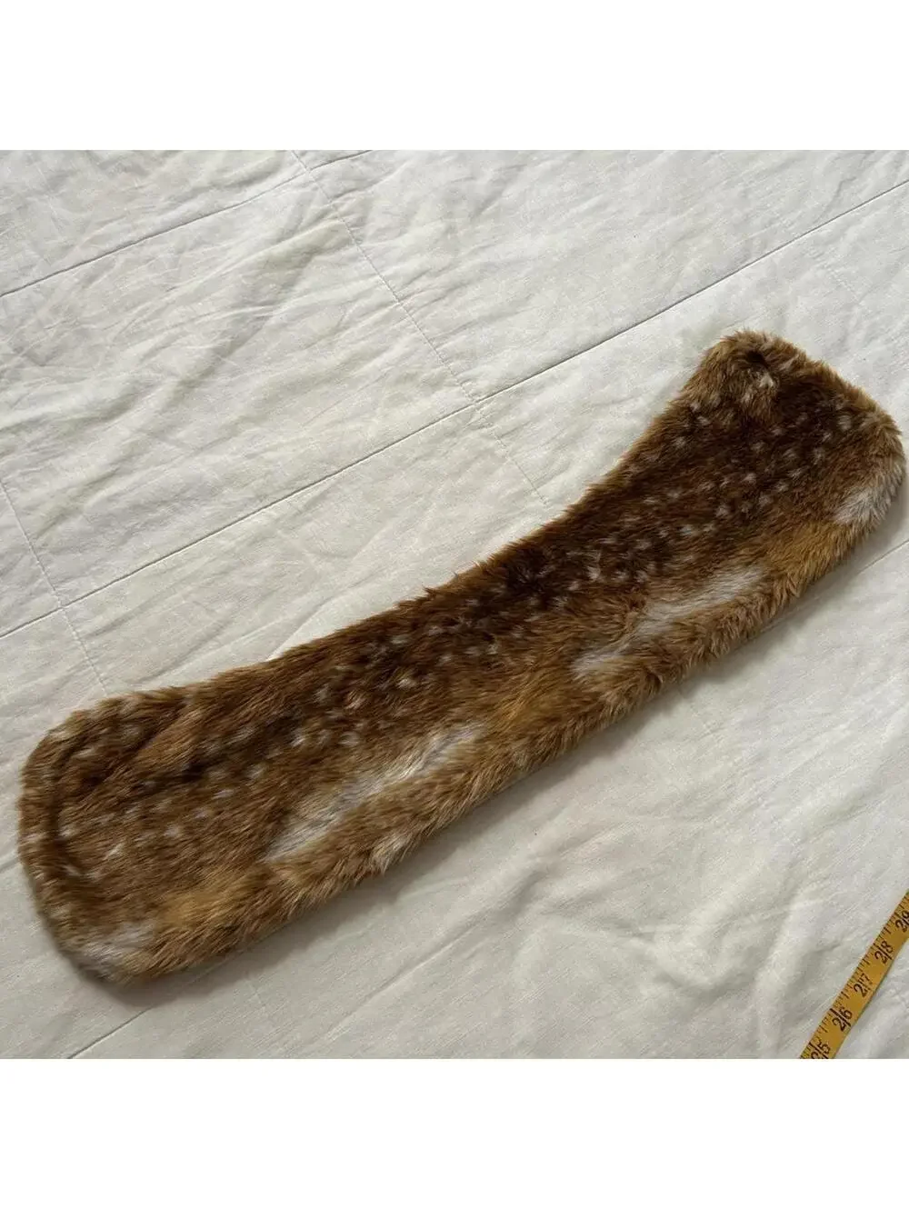 Faux Fur Bambi Doe Print Scarf Enamel Button Lolita Japan One Size